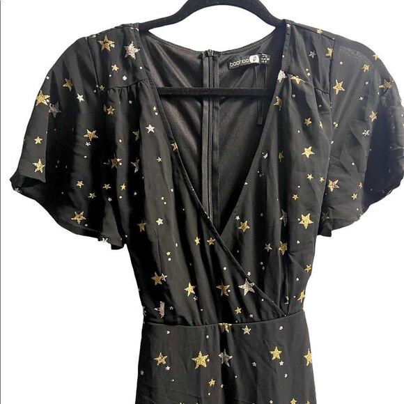 METALLIC STAR PRINT WRAP MAXI DRESS - Picture 4 of 6